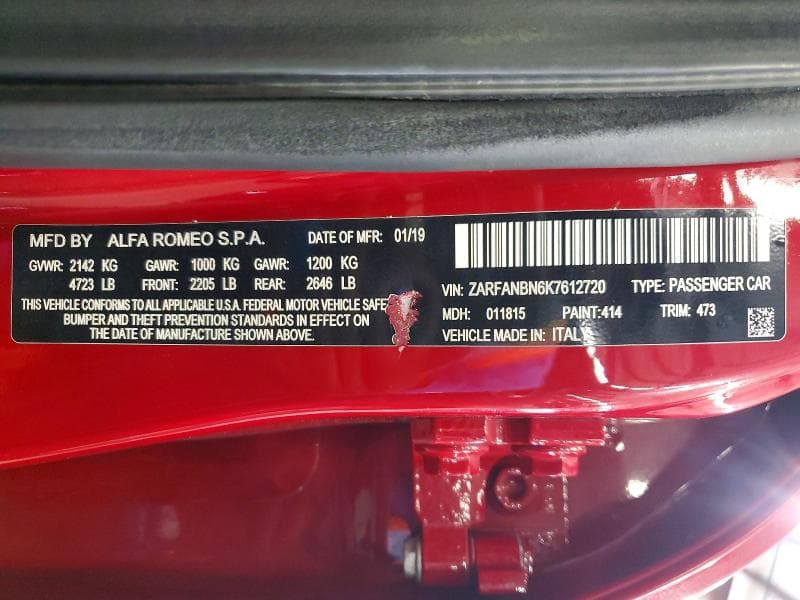 2019 ALFA ROMEO GIULIA (952) 12
