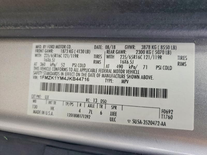 2018 FORD TRANSIT T-150 13