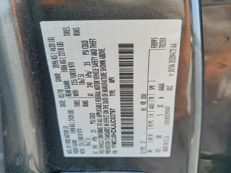 2018 FORD ESCAPE SEL 13