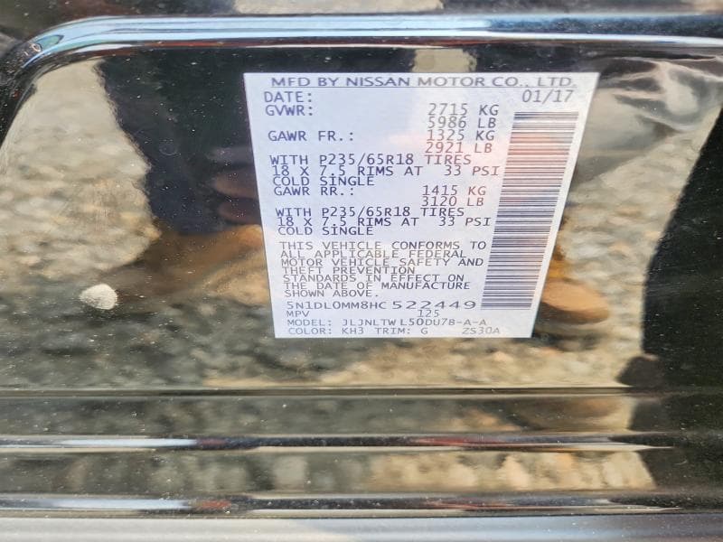 2017 INFINITI QX60 BASE 13