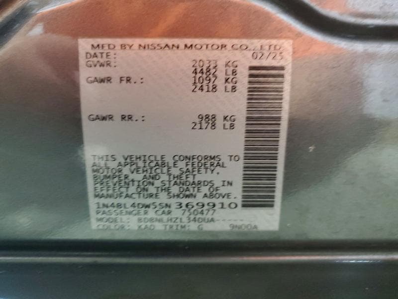 2025 NISSAN ALTIMA SV 12