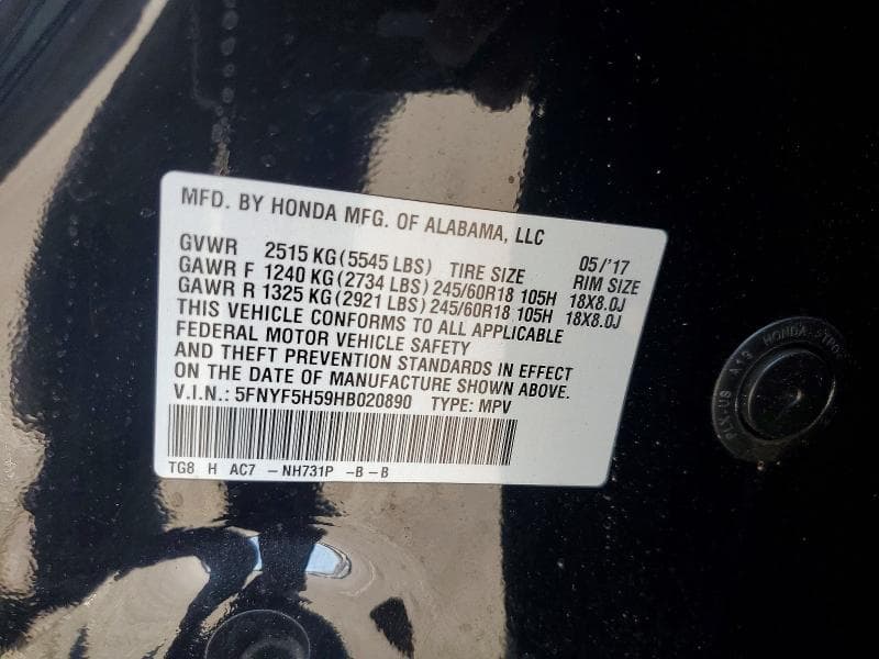2017 HONDA PILOT EXL 13
