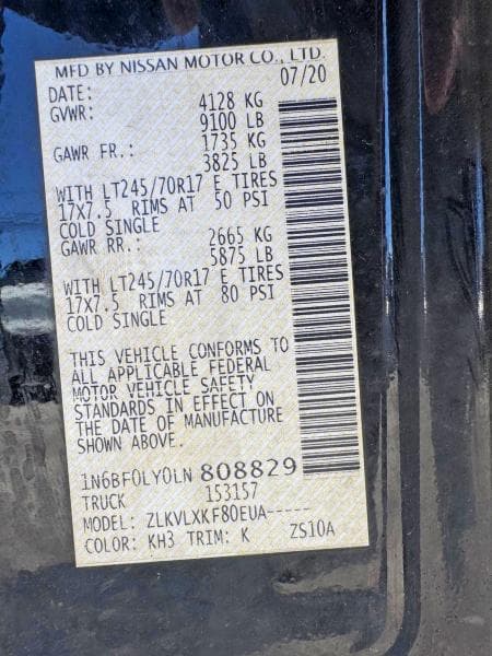 2020 NISSAN NV 2500 HD SV 10