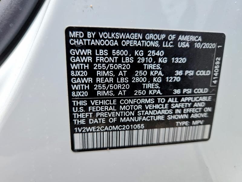 2021 VOLKSWAGEN ATLAS CROSS SPORT SE 13