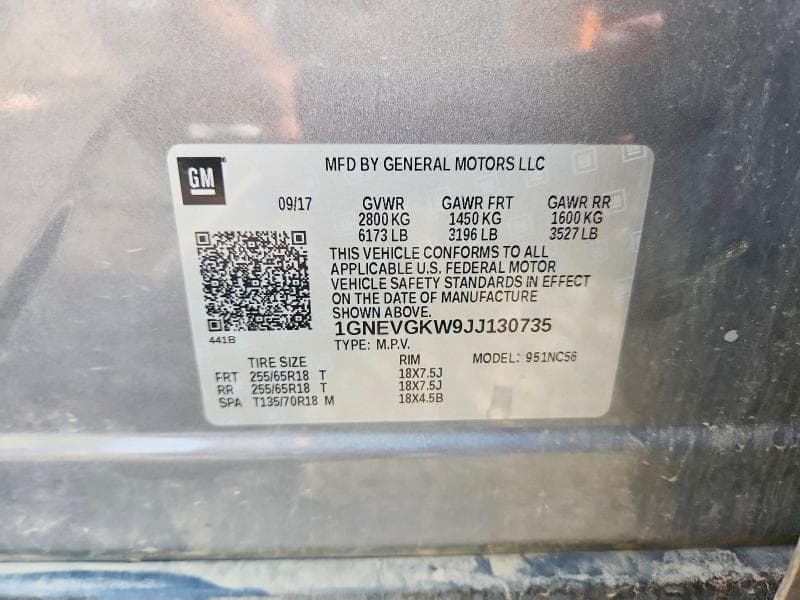 2018 CHEVROLET TRAVERSE LT 13