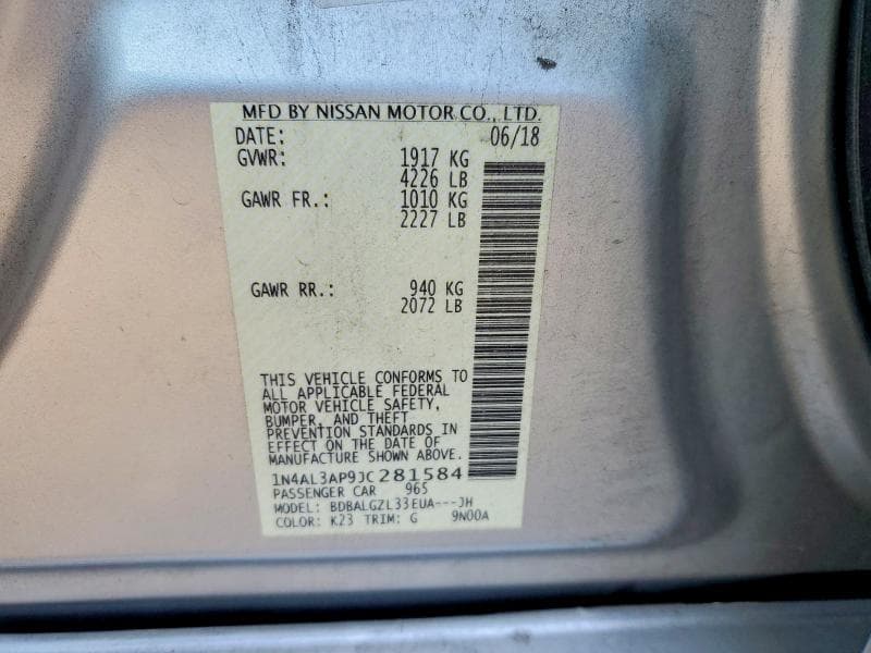 2018 NISSAN ALTIMA 2.5 S 12