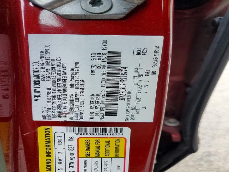 2017 FORD FUSION TITANIUM HEV 12