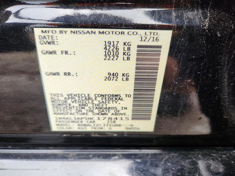 2017 NISSAN ALTIMA 2.5 SV 12