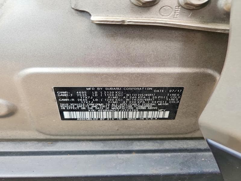 2018 SUBARU OUTBACK 2.5I PREMIUM 13