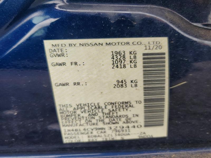 2021 NISSAN ALTIMA SR 12
