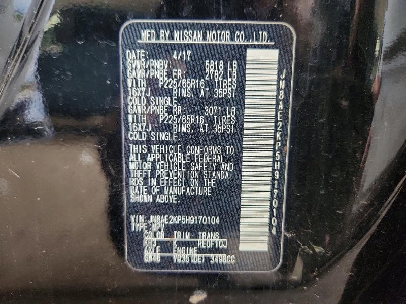 2017 NISSAN QUEST SV 13