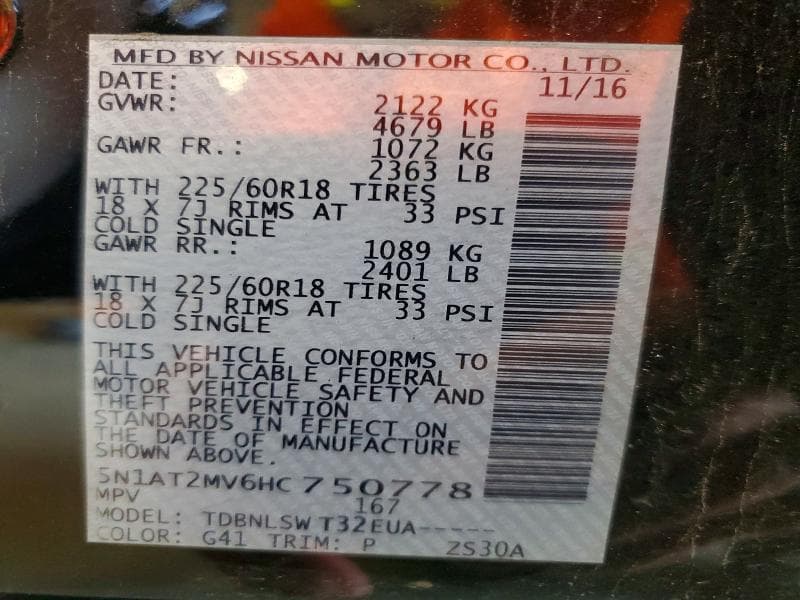 2017 NISSAN ROGUE SL 13