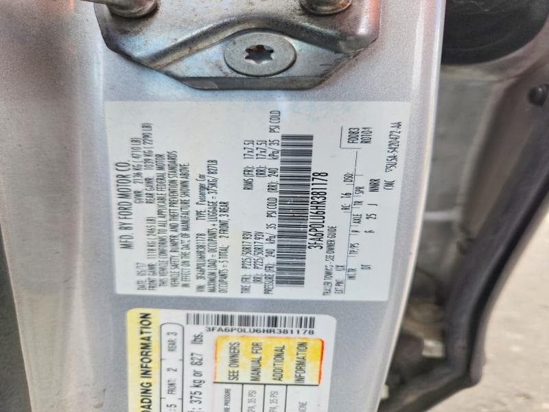 2017 FORD FUSION SE HYBRID 12