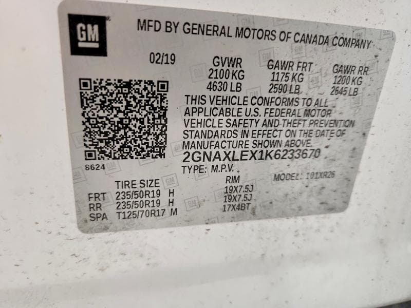 2019 CHEVROLET EQUINOX LT 12