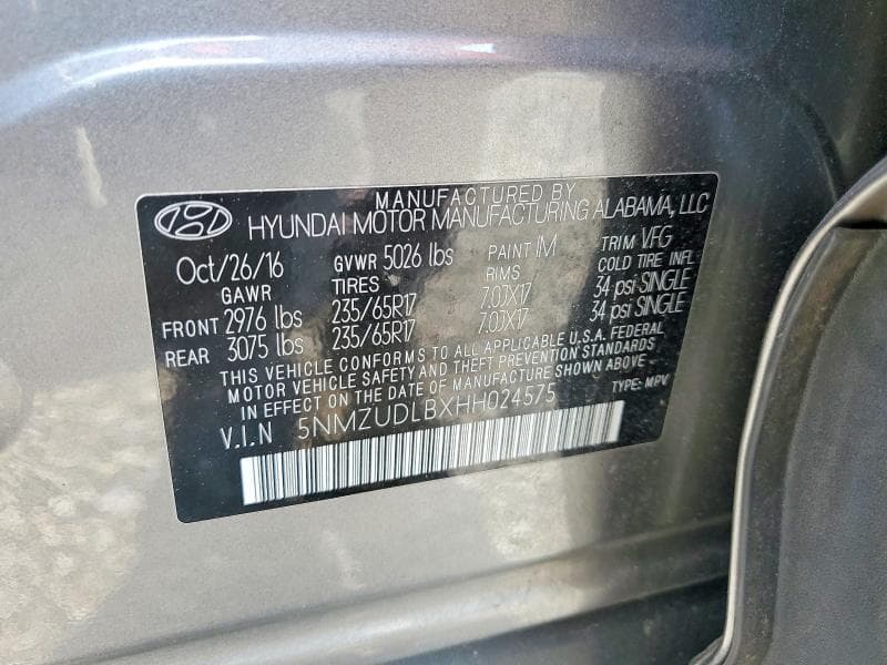2017 HYUNDAI SANTA FE SPORT 2.4L 13