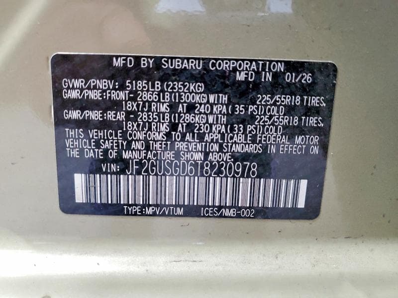 2026 SUBARU CROSSTREK SPORT 12