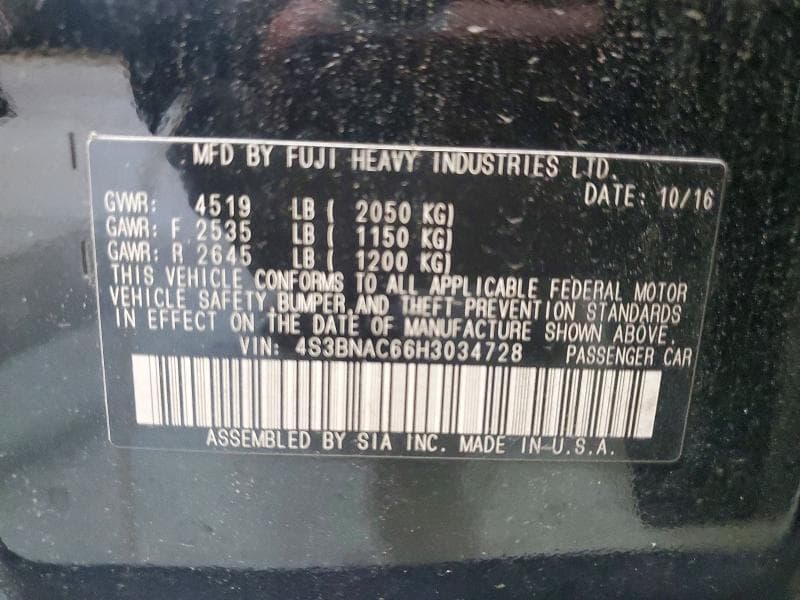 2017 SUBARU LEGACY 2.5I PREMIUM 12