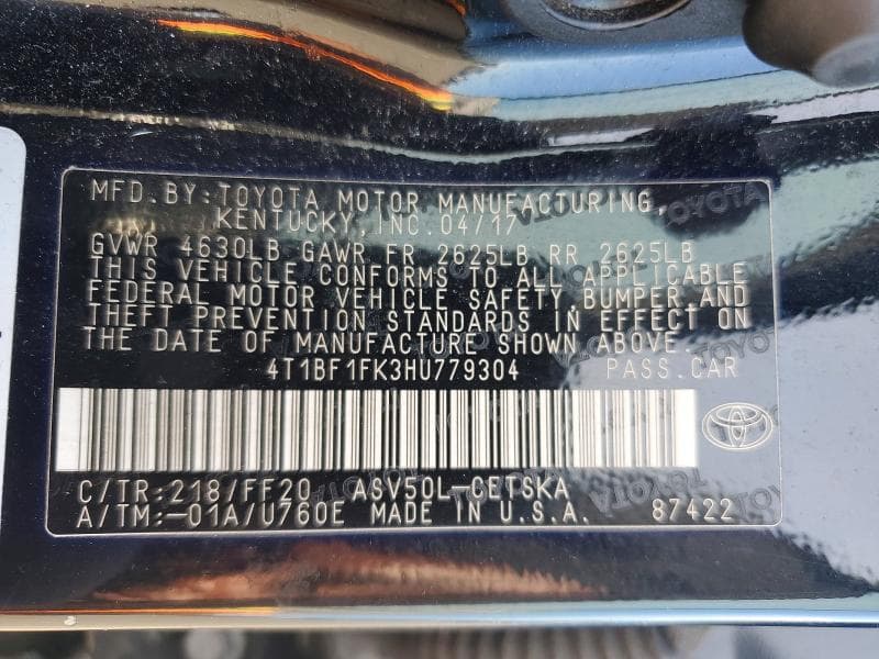2017 TOYOTA CAMRY SE 12