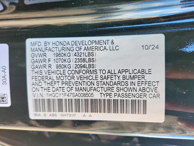 2025 HONDA ACCORD SE 12