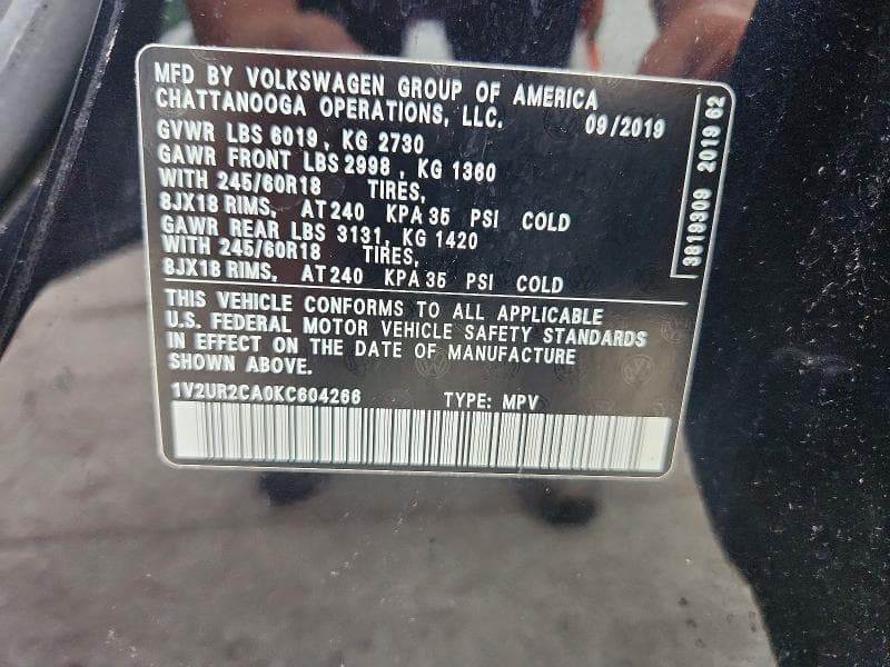 2019 VOLKSWAGEN ATLAS SE 13