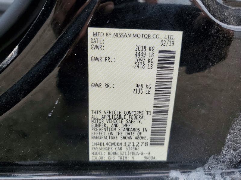 2019 NISSAN ALTIMA SR 12