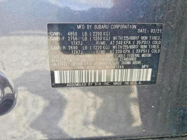 2021 SUBARU OUTBACK 13