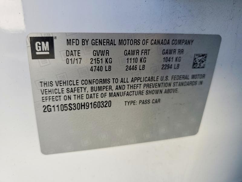 2017 CHEVROLET IMPALA LT 12