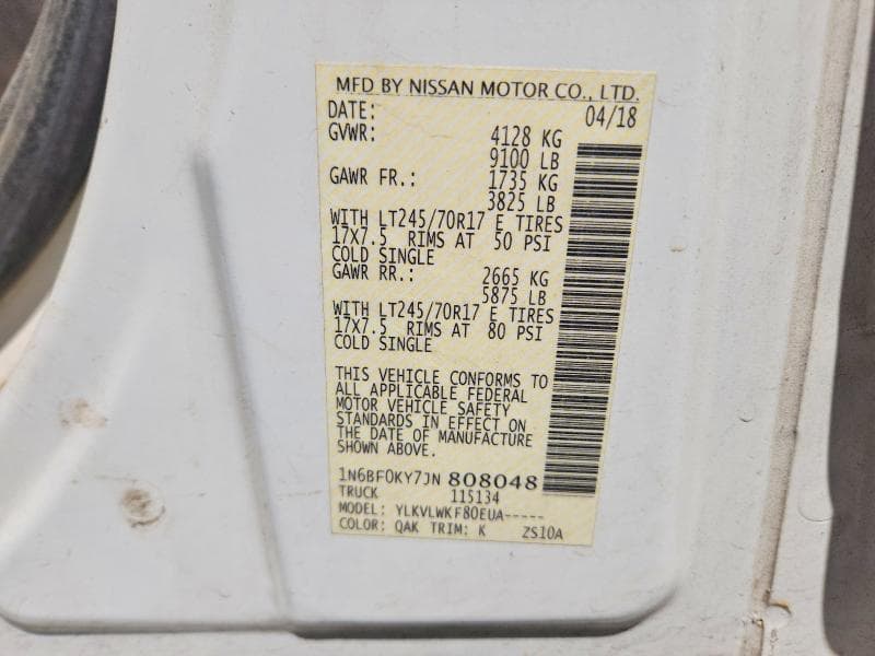 2018 NISSAN NV 2500 HD S 13