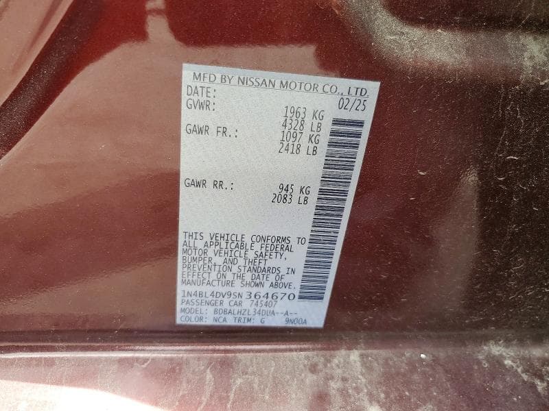 2025 NISSAN ALTIMA SV 12