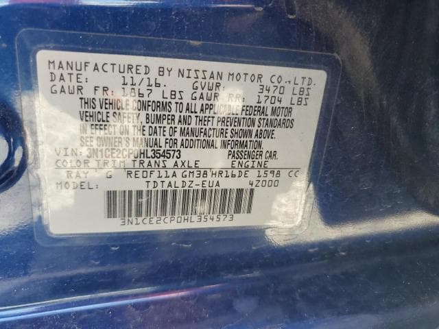 2017 NISSAN VERSA NOTE SV 13
