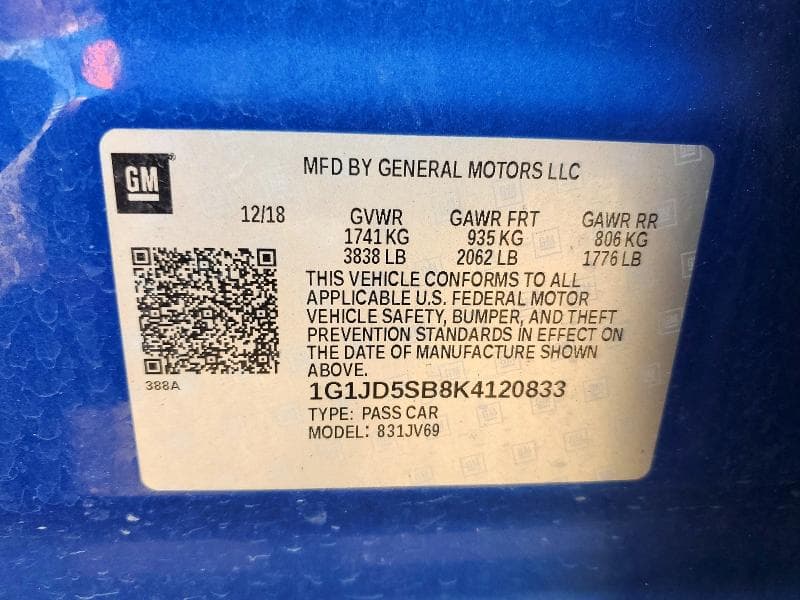 2019 CHEVROLET SONIC LT 12