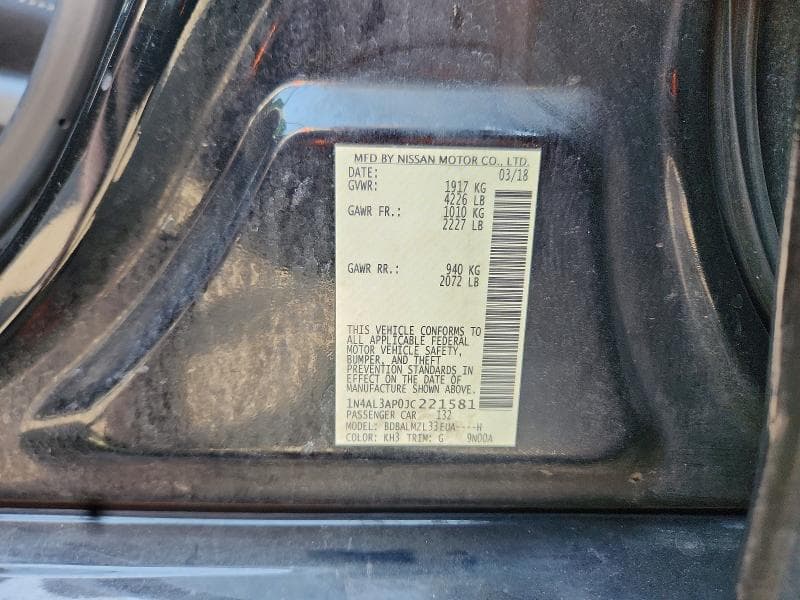 2018 NISSAN ALTIMA 2.5 SV 12