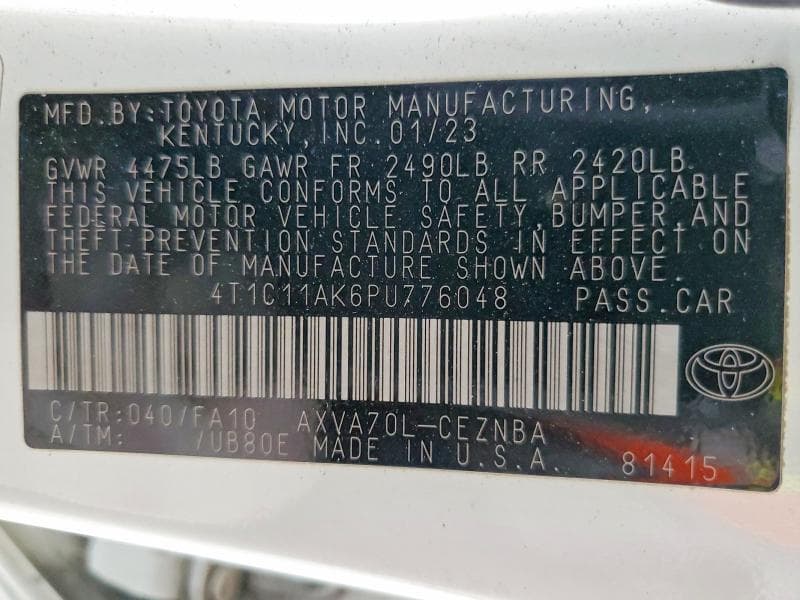 2023 TOYOTA CAMRY LE 12