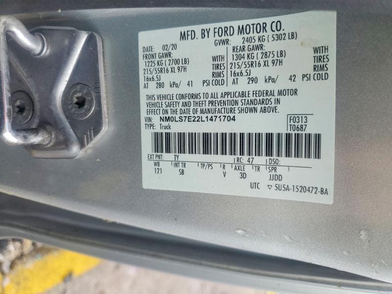 2020 FORD TRANSIT CONNECT XL 14