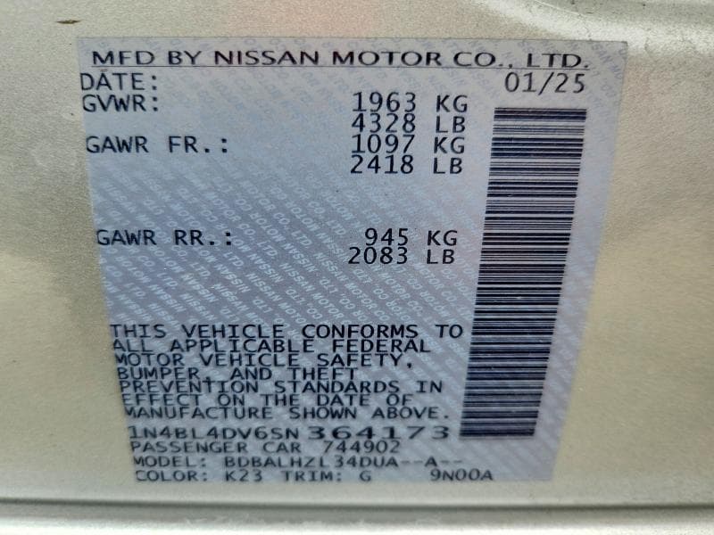 2025 NISSAN ALTIMA SV 12