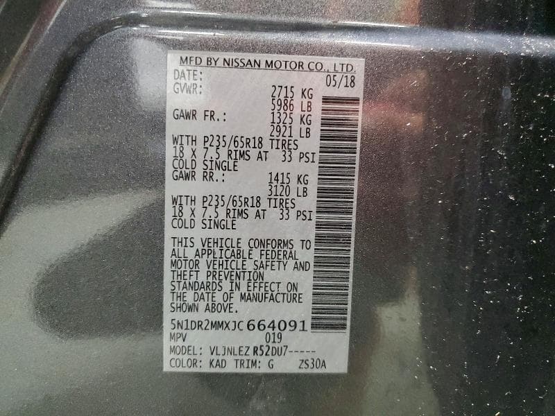 2018 NISSAN PATHFINDER SV 13