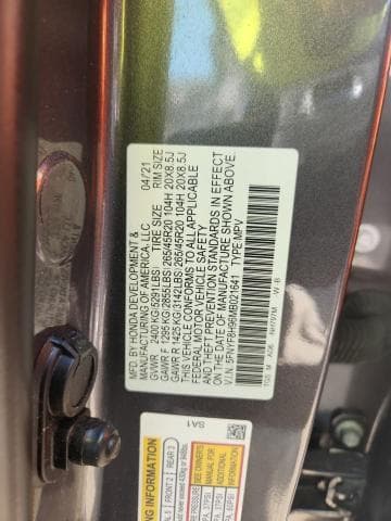 2021 HONDA PASSPORT TOURING TOURING 14