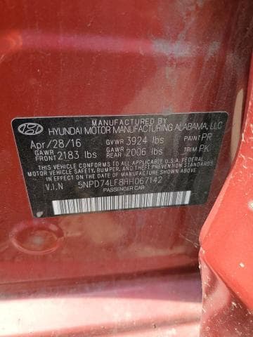 2017 HYUNDAI ELANTRA SE SE 14