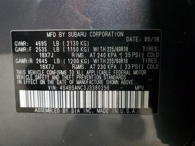 2018 SUBARU OUTBACK 2.5I LIMITED 14