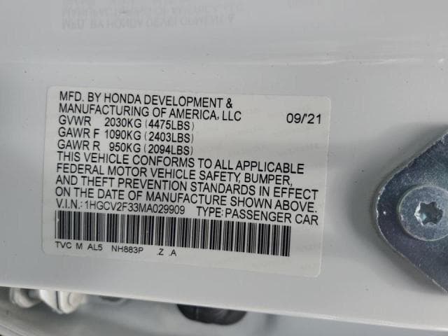 2021 HONDA ACCORD SPORT SPORT 12
