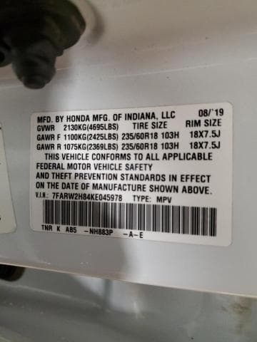 2019 HONDA CR-V EXL 13