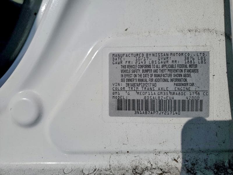2018 NISSAN SENTRA S 12