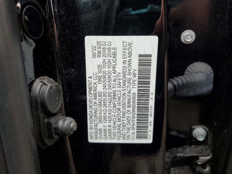 2022 HONDA PILOT 13