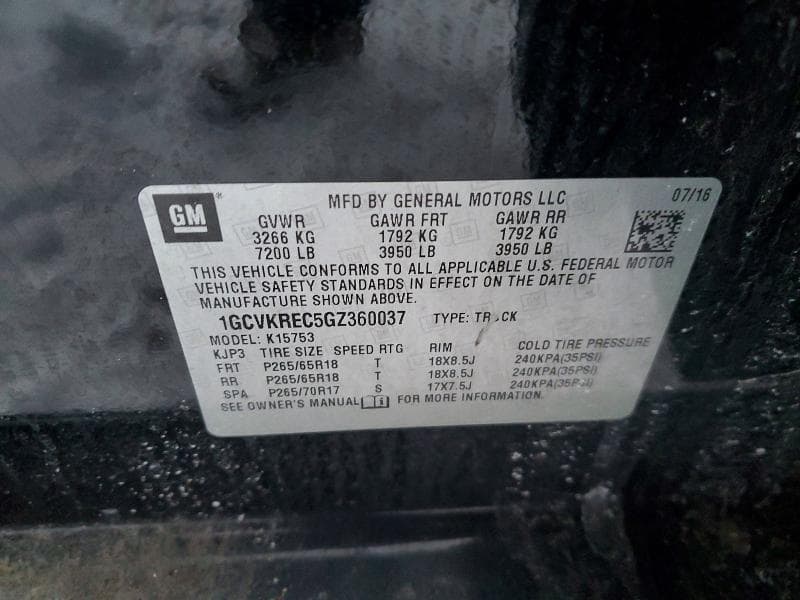2016 CHEVROLET SILVERADO K1500 LT K1500 LT 12