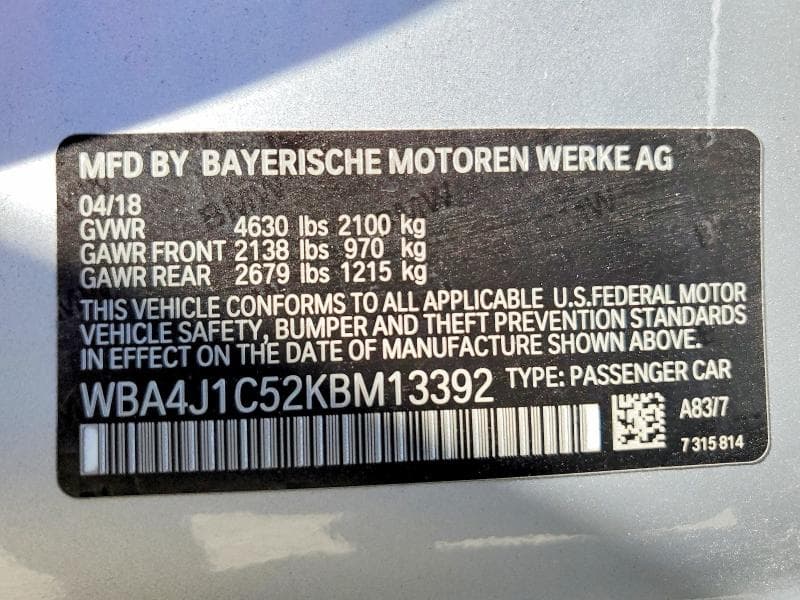 2019 BMW 430I GRAN COUPE 12