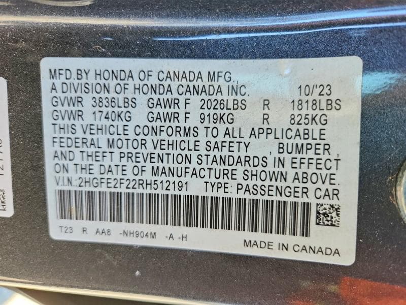 2024 HONDA CIVIC 13