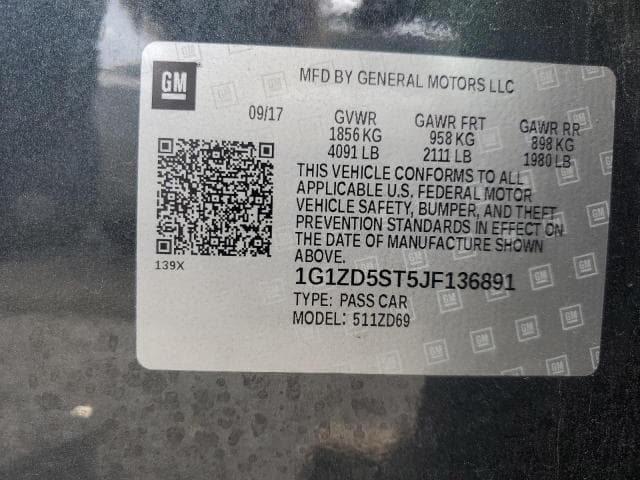 2018 CHEVROLET MALIBU LT LT 12