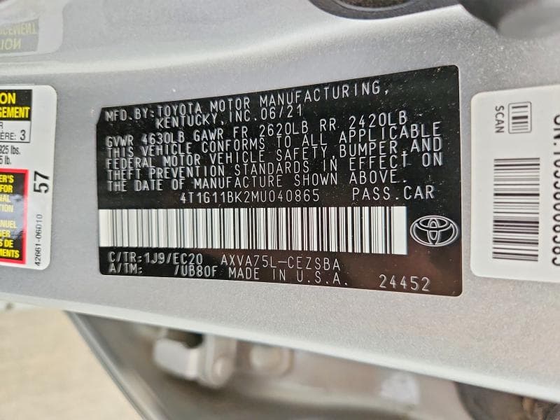 2021 TOYOTA CAMRY SE NIGHTSHADE 12