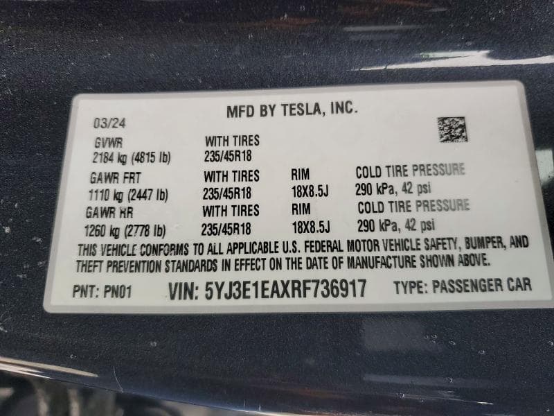 2024 TESLA MODEL 3 12