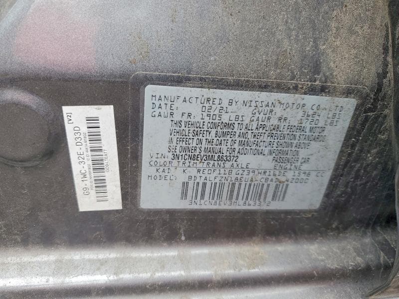 2021 NISSAN VERSA SV 12